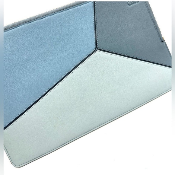 Loewe Multi Blues Puzzle Zip clutch w/ wristlet - Picture 7 of 8